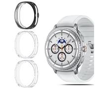 QULLOO 3 Pièces Coque pour Samsung Galaxy Watch 8 Classic 47mm, Ultra Étui de Protection en Silicone Antichoc, Clair Mince TPU Housse Case, Anti-Rayures Anti-Collision Protection,Noir +Transparent*2