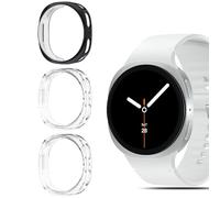 QULLOO 3 Pièces Coque pour Samsung Galaxy Watch 9/8 40mm, Ultra Étui de Protection en Silicone Antichoc, Clair Mince TPU Housse Case, Anti-Rayures Anti-Collision Protection,Noir +Transparent*2
