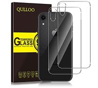 QULLOO Compatible avec iphone Xr 6.1 inch 2018 Arrière Verre Trempé, 9H Dureté 2.5D Couverture Complète Film Protection Arrière Écran Protecteur Vitre Coque de Remplacement