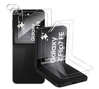 QULLOO Tpu Protection écran Compatible avec Samsung Galaxy Z Flip 7 FE/Z Flip7 FE + Verre Trempé Externe + Caméra Arrière Protecteur, 2+2+2 pièces 9H Dureté HD Anti-Rayures Film Protection en écran
