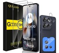 QULLOO Verre Trempé pour Motorola Moto G56 5G, 2 Pièces Protecteur D'écran et 2 Pièces Caméra Arrière Protecteur, 9H Dureté Film Protection Écran HD Clarté Anti Rayures Vitre Protection