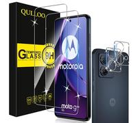 QULLOO Verre Trempé pour Motorola Moto G84 5G, Protection écran avec Caméra Protecteur, Ultra Résistant Dureté 9H HD Transparent Film Protecteur D'écran- 2+2 pièces