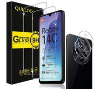 QULLOO Verre Trempé pour Xiaomi Redmi 14C / Poco C75, 2 Pièces Protecteur D'écran et 2 Pièces Caméra Protecteur, 9H Dureté Film Protection Écran Anti Rayures Vitre Protection pour Redmi 14 C 4G