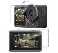 QULLOO Verre Trempé Protecteur d'écran pour DJI Osmo Action 3 / Osmo Action 4 Caméra Film Ecran Protecteur Vitre trempé Accessoires Protection Camera Film HD Film [3 Pièces] -Transparent