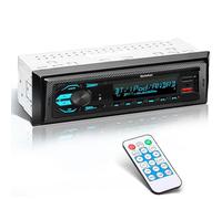 Qulokar - Radio stéréo LCD 7 caractères, multimédia DIN unique, récepteur radio FM et Bluetooth avec appels mains libres et streaming de musique, USB, sans microphone, sans lecteur CD et