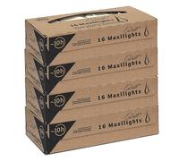 Qult Farluce Lot de 4 bougies chauffe-plat dans un étui en plastique - Sans suie - Non parfumées - Nightlights et Maxilights