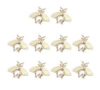 Quluxe Lot de 10 boutons en métal en forme d'abeille à dos plat pour couture, loisirs créatifs et décoration de vêtements - Doré
