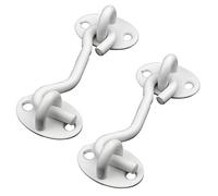 Quluxe Lot de 3 verrous de porte de grange - 7,6 cm - Robustes et épais - En acier inoxydable - Crochets de cabine et loquet à œillet - Blanc