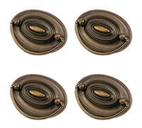 Quluxe Lot de 4 poignées ovales en laiton antique pour meubles et commodes, poignées d'armoire