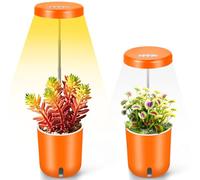 QUMAKU Mini lampe de croissance à spectre complet avec pot de fleurs à arrosage automatique - Pot de bureau réglable en hauteur pour violet africain, piège à mouches Vénus, plantes grasses, petites