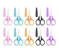 QUMENEY Lot de 10 mini ciseaux de bricolage avec étui de protection en acier inoxydable - Ciseaux polyvalents pour couper du papier, scrapbooking, couture, travail d'art