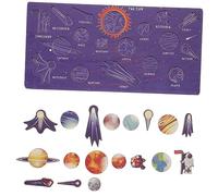 QUMIIRITY 1 Ensemble Puzzle du système Solaire en Bois Jouets Assortis pour Enfants Jouets de Puzzle Blocs d'appariement cognitif Tableau d'appariement cognitif énigmes de la Maternelle