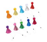 QUMIIRITY 10pièces Lot de Chapeaux Anniversaire pour Chat Et Chien Chapeaux De Fête avec Bandeau Réglable Et Pompons Pailletés pour Animaux De Compagnie Et Décorations