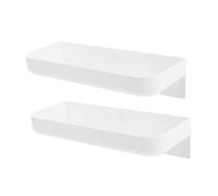 QUMIIRITY 2 Ensembles Étagère Murale de Salle de Bain et Cuisine Rangement sans Perçage Résistante à Eau et Antirouille Organisateur Pratique avec Protection Chutes Blanc
