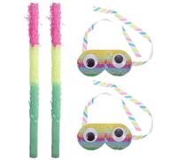 QUMIIRITY 2 Ensembles Jouets de de masque oculaire coloré frappe enfants faire la fête Couverture lunettes pinata bâtons de piñata de fête d'enfant papier