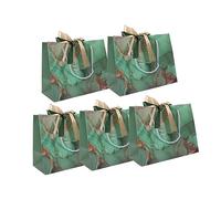 QUMIIRITY 5 Pièces Sacs Papier à Poignée Motif Marbre avec Ruban pour Cadeau Mariage Naissance Merci Lot Tote Pratique pour Fête