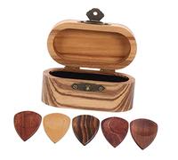 QUMIIRITY Boîte Rangement Bois pour Guitar Picks avec Médiators Bois Massif Coffret Portable De Stockage Stable Et Polie Organisateur Pratique pour Guitare Acoustique Et Électrique