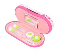 QUMIIRITY Étui à Lunettes Double Couche Rose, Étui à Lentilles en PU Imperméable Miroir Intégré, Boîtier Portable pour Lentilles Et Lunettes, Accessoire Pratique pour Usage Quotidien Et Voyage