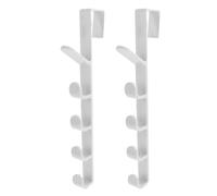 QUMIIRITY Lot de 2 Crochets Multifonctions sans Clou en Abs Blanc, Porte-manteau 5 Positions, Compatible Porte Standard, pour Suspendre Vêtements, Serviettes et Accessoires, Rangement