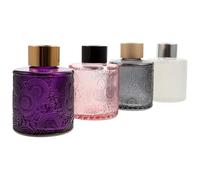 QUMIIRITY Lot de 4 Bouteilles Décoratives en Verre Relief 150 ML pour Diffuseur D'arômes, Flacons de Parfum pour Chambre à Coucher, Contenant à Fleurs Séchées, Couleurs Couleur Aléatoire