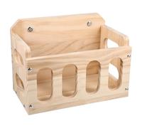 QUMIIRITY Mangeoire à Lapins en Bois Support Fixe, Bac Creux Antivol et Design Ajouré, Mangeoire à Foin Solide pour Cage de Petits Animaux, Organiseur Lapin pour Alimentation Propre