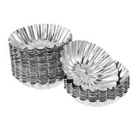 QUMIIRITY Moules à Tartelettes en Acier Inoxydable 430, Lot de 50 Pièces, Grand Format Polygonal, Moules Multifonctions pour Tartes, Quiches et Desserts Faits Maison, Cuisson Four