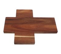 QUMIIRITY Plateau en Bois Marron Croix Vintage pour Décoration de Table de Baptême, Centre de Table Artistique et Plateau de Service pour Cérémonies Religieuses