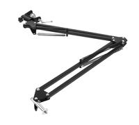 QUMIIRITY Support de Webcam de Bureau en Métal Pince Anti-Rayures, Bras Articulé Réglable 1/4, Fixation Stable pour Webcam et Caméras D’Action - Visioconférence, Streaming et Cours en Ligne