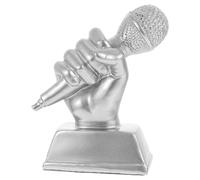 QUMIIRITY Trophée Musical en Résine Argenté Compact Trophée Microphone Décoratif pour Concours de Chant Garçon et Filles Prix Artisanal Léger et Solide pour Récompense Sportive