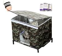 Qumiuu Abri Extérieur Chat - Tente Isolée Imperméable Chaude | Abri pour Chat À Base Surélevée avec Fenêtre Transparente,pour Chien Chaton Lapin Et Animal en Hiver sur Terrasse Et