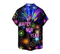 Qumiuu Chemises de Bonne année,Chemises de réveillon du Nouvel an | T-Shirt de feu d’Artifice de Bonne année 2024,T-Shirt Confortable et coloré imprimé à la Mode pour Le Bar, la Maison et Les Hommes