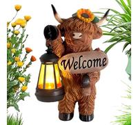 Qumiuu Éclairage Solaire Vache des Highlands,Décoration De Pelouse Mignonne pour Extérieur De Style Fermier - Lanterne Vache des Highlands d'Extérieur - pour Patio Cour Porche Balcon