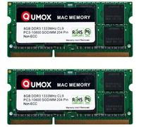 QUMOX 16Go ( 2x 8Go ) 1333MHz DDR3 PC3-10600 - PC-10600 204 broches SO DIMM CL9 mémoire pour Apple Mac