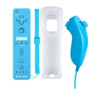 Qumox 2 en 1 Manette Motion Plus intégrée Remote Nunchuck + Housse , Manettewii Nunchuck pour Nintendo Wii Wii U Wii