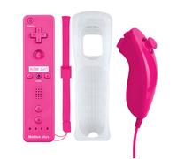 Qumox 2 En 1 Manette Motion Plus Intégrée Remote Nunchuck rose + Housse , Manettewii Nunchuck Pour Nintendo Wii Wii U Wii Mini