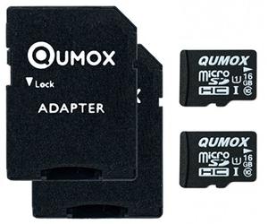 QUMOX 2pcs Pack 16GB Micro SD Memory Card Class 10 UHS-I 16 GB 16Go Go Carte memoire HighSpeed Write Speed 12MB/S Read Speed Upto 70MB/S