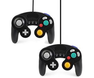 QUMOX 2X Contrôleur Classique Filaire Noir Joypad Gamepad pour GC & Wii (Fonction Lente Turbo)