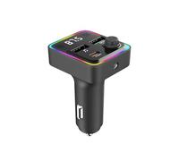 QUMOX Bluetooth 5.3 FM Transmitter Car Charger, PD30W USB-C + QC3.0 Fast Charging, 7-Color Ambient Light, Hands-Free Calling, Dual USB Ports, Universal 12-24V Car Compatibility