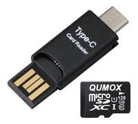 Qumox Carte Mémoire micro sd sdhc 128Go TF 128G 128GB classe 10 80Mo/s avec Lecteur OTG pour Samsung Huawei Xiaomi portable tablette G