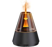 QUMOX Diffuseur d'arômes A9 Flame 150 ml - Humidificateur d'huiles essentielles avec simulation de flamme et lumière ambiante changeante de couleur, minuterie 2 h/4 h/6 h, arrêt automatique, brume fra