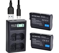 QUMOX EN-EL15 /EL15a/EL15b/EL15c Batterie de Rechange (2 Paquets) et Chargeur Double pour Nikon Z6 Z7 Z8 D750 D850 D7000 D7100 D7200 D7500 D500 D600 D610 D780 D800 D800e D810 D810a Cameras