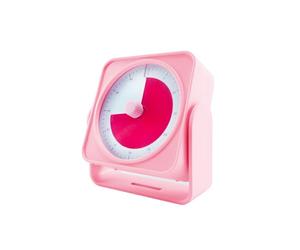 QUMOX F9 Minuteur visuel, Compte à rebours analogique de 60 Minutes avec Disque de Couleur, alertes silencieuses/Faibles/Fortes, Rechargeable par USB-C, Support magnétique pour Bureau, Rose