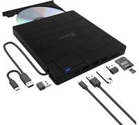 QUMOX Graveur DVD/CD Externe 8-en-1 USB 3.0 avec USB-C, 3 Ports USB, Lecteurs Cartes SD/TF, Graveur CD/DVD Slim pour Ordinateur Portable, Windows 11/10/8/7, Linux, Mac OS