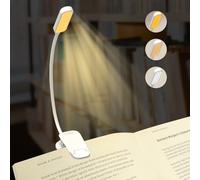 QUMOX Lampe de lecture rechargeable 20 LED pour lire au lit - Protection des yeux, 3 températures de couleur, 5 niveaux de luminosité, autonomie de 5 à 50 heures. Lampe légère à pince, Blanc