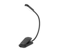 QUMOX Lampe de lecture rechargeable 20 LED pour lire au lit - Protection des yeux, 3 températures de couleur, 5 niveaux de luminosité, autonomie de 5 à 50 heures. Lampe légère à pince, noir