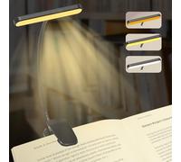 QUMOX Lampe de lecture rechargeable 25 LED pour lire au lit - Protection des yeux, 3 températures de couleur, 5 niveaux de luminosité, autonomie de 5 à 50 heures. Lampe légère à pince, noir