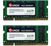 QUMOX MacMemory PC2-6300 PC2-6400 Lot de 2 barrettes de mémoire DDR2 SODIMM 800 MHz pour iMac et MacBook 4 Go