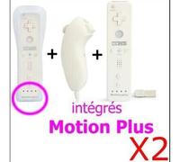 QUMOX Manette Motion Plus Wii + Nunchuck Blanc x2- Manettes compatible