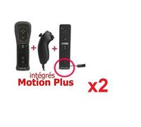 QUMOX Manette Motion Plus Wii + Nunshuck +Housse Noir x2 -Manettes compatible