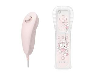 QUMOX Manette Wii et Nunchuck rose compatibles avec la console Wii/Wii U (Motion Plus non incluse)